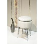 Bianco Metal Ayaklı Sehpalı Puf Krom Kırık Beyaz (chrome Of White)