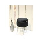 Bianco Metal Ayaklı Sehpalı Puf Krom Siyah Chrome Black