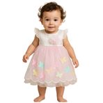 BİANCOFİGLİO BEBEK KIZ ELBİSE KELEBEK DESENLİ Pembe 12-18 AY