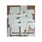 BİANCOFİGLİO Bebeler sarayı nakışsız ve desensiz hastane çıkışı 10 parça Ekru 0-2 Ay