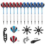 Biange Yumuşak uçlu dart oku seti, 12 adet, 18 gram, plastik uçlu dart seti, alüminyum şaftlı, 120 ekstra dart ucu, 24 dart kanalı, uçuş koruyucu, elektronik dart tahtası için dart aleti