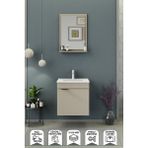 Biani Fix Arya 55 Cm Banyo Dolabı,Seramik Lavabolu, Aynalı,Lavabo Dahil, Mdf,Latte - Cappucino