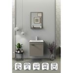 Biani Fix Arya 55 Cm Banyo Dolabı,Seramik Lavabolu, Aynalı,Lavabo Dahil,Mdf,Latte