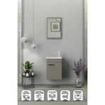Biani Fix Arya Mini 42 Cm Banyo Dolabı,Seramik Lavabolu,Aynalı,Lavabo Dahil,Mdf,Latte - Cappucino