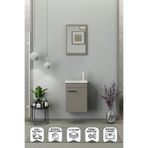 BIANI Fix Arya Mini 42 Cm Banyo Dolabı,Seramik Lavabolu,Aynalı,Lavabo Dahil,Mdf,Latte