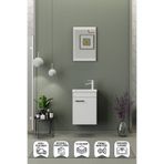 Biani Fix Arya Mini 42 Cm Banyo Dolabı,Seramik Lavabolu,Aynalı,Lavabo Dahil,Mdf,Mat Beyaz