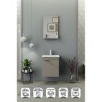BIANI Fix Arya Slım 50 Cm Banyo Dolabı,Seramik Lavabolu, Aynalı,Lavabo Dahil, Mdf,Latte