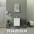Biani Fix Arya Slım 50 Cm Banyo Dolabı,Seramik Lavabolu,Aynalı,Lavabo Dahil,Mdf,Mat Beyaz