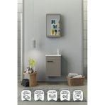 Biani Fix Loft Mini 42 Cm Banyo Dolabı,Seramik Lavabolu, Aynalı,Lavabo Dahil,Mdf,Latte