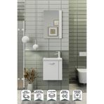 BIANI Fix Minila 45 Cm Banyo Dolabı,Seramik Lavabolu,Aynalı,Lavabo Dahil,Mdf,Mat Beyaz