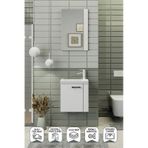 Biani Fix Minila 45 cm Seramik Lavabolu Aynalı MDF Mat Beyaz Banyo Dolabı