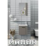 Biani Minila 45 cm Banyo Dolabı,Seramik Lavabolu, Aynalı,Lavabo Dahil,Mdf,Latte