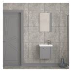 Biani Minila 45 cm Banyo Dolabı,Seramik Lavabolu, Aynalı,Lavabo Dahil,Mdf,Mat Gri