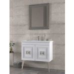 Biani Nile 85 cm Antique White Chrome Banyo Dolabı