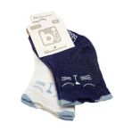Bibaby Bebek Çorabı 2 Li 0-6 Ay -kedili - Mavi - Beyaz