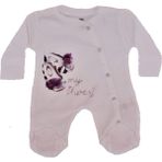 Bibaby Kız Bebek Patik Desenli Önden Çıtçıtlı Tulum - Yenidoğan