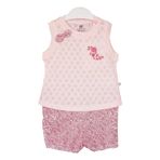 Bibaby Pink Flowers Şortlu Jakarlı Bebek Takımı - 2 Li - Pembe