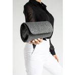 bibags Kadın Simli Platin Mini Portföy Abiye Çanta Omuz Çantası