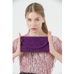 bibags Mor Süet Abiye Portföy Clutch Çanta