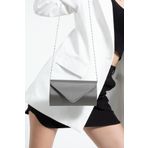 bibags Platin Saten Abiye Çanta Portföy Çanta Clutch Çanta