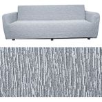 Bibaha Home 3 Kişilik Jakarlı Düz Desen Lastikli Koltuk Kılıfı Çekyat Koltuk Örtüsü Streç Esnek Kanepe Kılıfı - 180 x 230 cm - Açık Gri