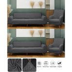 Bibaha Home Jakarlı Düz Desen 3 3 1 1 Lastikli Koltuk Örtüsü Takımı Kanepe Çekyat Örtüsü Koltuk Kılıfı - 180 x 230 cm - Antrasit