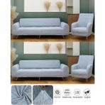 Bibaha Home Jakarlı Düz Desen 3 3 1 1 Lastikli Koltuk Örtüsü Takımı Kanepe Çekyat Örtüsü Koltuk Kılıfı - 180 x 230 cm - Gri