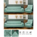 Bibaha Home Jakarlı Düz Desen 3 3 1 1 Lastikli Koltuk Örtüsü Takımı Kanepe Çekyat Örtüsü Koltuk Kılıfı - 180 x 230 cm - Mint