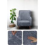 Bibaha Home Kadife Lastikli Tekli Koltuk Örtüsü - Koyu Gri - 85 x 120 cm