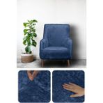 Bibaha Home Kadife Lastikli Tekli Koltuk Örtüsü - Petrol Mavi - 85 x 120 cm
