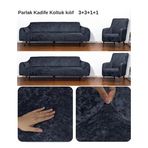 bibaha kadife Lastikli 3 3 1 1 Koltuk Örtüsü Takımı| Kanepe Kılıfı| Çekyat Örtüsü Kılıfı antrasit 180 x 230