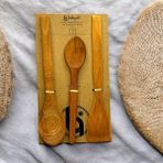 Bibakiyom 3'Lü Ahşap Set - 23,27 cm 2 boy Ahşap Kaşık ve Spatula (Tahta Kaşık) - Kahverengi