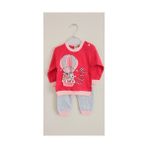 Biberon Baby Kız Bebek Uçan Balon Desenli Alt Üst Pijama Takımı Eşofman - 3 Ay - Açık Gri - Pembe