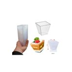 Bibizde *8 Tane** Adet Prizma Mini Mika Plastik Kare Kap Küp Sunum Kase 200cc 8 Tane**gıdaya Uygun