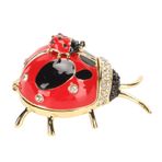 biblo kutusu vintage zarif el boyalı mücevher depolama kutusu Yüzük küpeler için küçük mücevherler masaüstü dekorasyon alaşım kırmızı emaye rhinestones 6.2 x 4.8 x 3,5cm