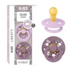 BIBS Colour Liberty Emzik, 2'li paket. BPA içermez, Yuvarlak emzik. Doğal Kauçuk, Danimarka'da üretilmiştir, 1 Numara (0-6 Ay), Chamomile Lawn Violet Sky