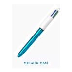 Bıc 4 Renk Shıne Metalık Govdelı Tukenmez Kalem 1.0 Mm Mavı