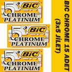 Bic Chrome Platinum Çift Kenarlı Tıraş Bıçağı 15 Adet Yaprak Jilet (3x5'li Kutu)