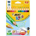 Bic Evolution Üçgen Jumbo Kuru Boya Kalemi, 12'li Set, Karışık Renkler