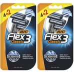 BIC Flex 3 Erkek Tıraş Bıçağı 6'lı Blister (3 Bıçak), Birbirinden Bağımsız Hareket Edebilen 3 Bıçak, Oynar Başlık, Aloe Vera ile Zenginleştirilmiş Kayganlaştırıcı Jel Şerit (2 paketi)