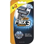 BIC Flex 3 Erkek Tıraş Bıçağı 6'lı Blister (3 Bıçak), Birbirinden Bağımsız Hareket Edebilen 3 Bıçak, Oynar Başlık, Aloe Vera ile Zenginleştirilmiş Kayganlaştırıcı Jel Şerit