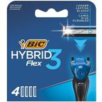 BIC Hybrid 3 Flex 4'lü Yedek Tıraş Bıçağı Kartuşu, 3 Nano Teknolojik Titanyum Bıçak, E Vitaminli Geniş Kayganlaştırıcı Band