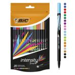BIC Intensity Fineliner İnce Uçlu Keçeli Kalem 20'li Kutu, 20 Canlı Renk, 0.4 mm. Çizgi Kalınlığı, Metal Korumalı Keçeli Uç