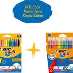 Bic Kids 12 Li Keçeli Boya Kalemi+12 Li Plastidecor Silinebilir Mum Pastel Boya