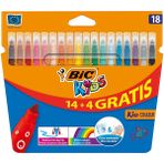 BIC Kids Couleur (Ultra Yıkanabilir) Keçeli Boya Kalemi 14+4 Renk - 18'li