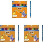 BIC Kids Evolution Kuru Boya Kalemi, 24'lü Kutu, Kıymık Oluşturmaz, Çiğnemeye Karşı Dayanıklı, Kolay Açılır 3lü paket