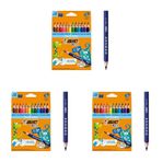 BIC Kids Evolution Üçgen Jumbo Kuru Boya Kalemi, 12'li Kutu, 2 Yaş ve Üzeri Çocuklar için İdeal, Kıymık Oluşturmaz, Çiğnemeye Karşı Dayanıklı 3lü paket