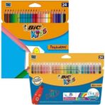 Bic Kids Tropicolors Kuru Boya Kalemi 24'lü + Kid Couleur Keçeli Boya - Çok Renkli