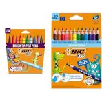 BIC Kids Visaquarelle Fırça Uçlu Boya ve Evolution Jumbo Kuru Boya Seti (10'lu + 12'li)