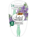BIC Miss Soleil Sensitive Bundle Kadın Tıraş Bıçağı Seti (3 Bıçak), Makyaj Çantası Hediyeli, Oynar Başlık, Aloe Vera ile Zenginleştirilmiş Kayganlaştırıcı Jel Şerit